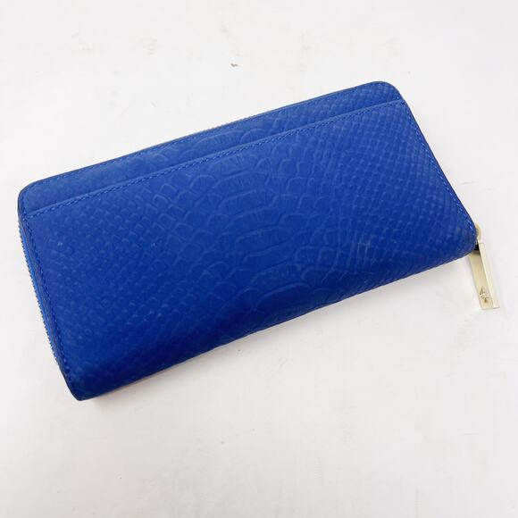 Kate Spade Orbital Blue Elsie Street Snake Embossed Leather Neda Zip Wallet - Picture 5 of 15